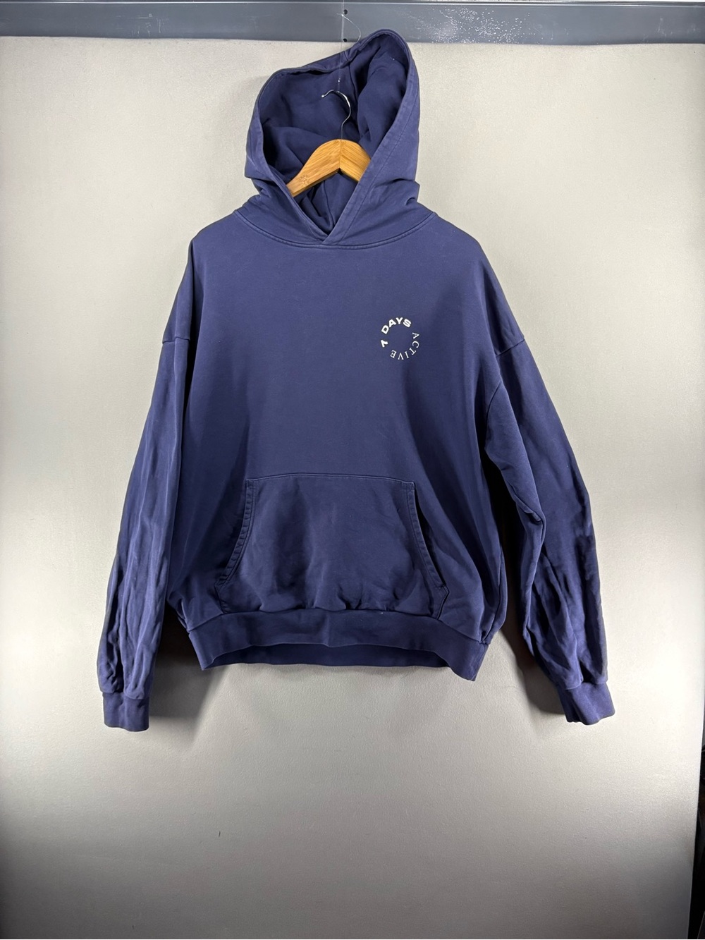7 Days Active Unisex Hoodie Pullover Size Large Navy Sport Lounge Oversized